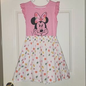 Disney Minnie Mouse Girl's Jersey Top & Eyelet Skirt Graphic Print Dress
